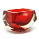 Murano basket, modernism, red glass, designed by F. Poli, Italy, 1950s
