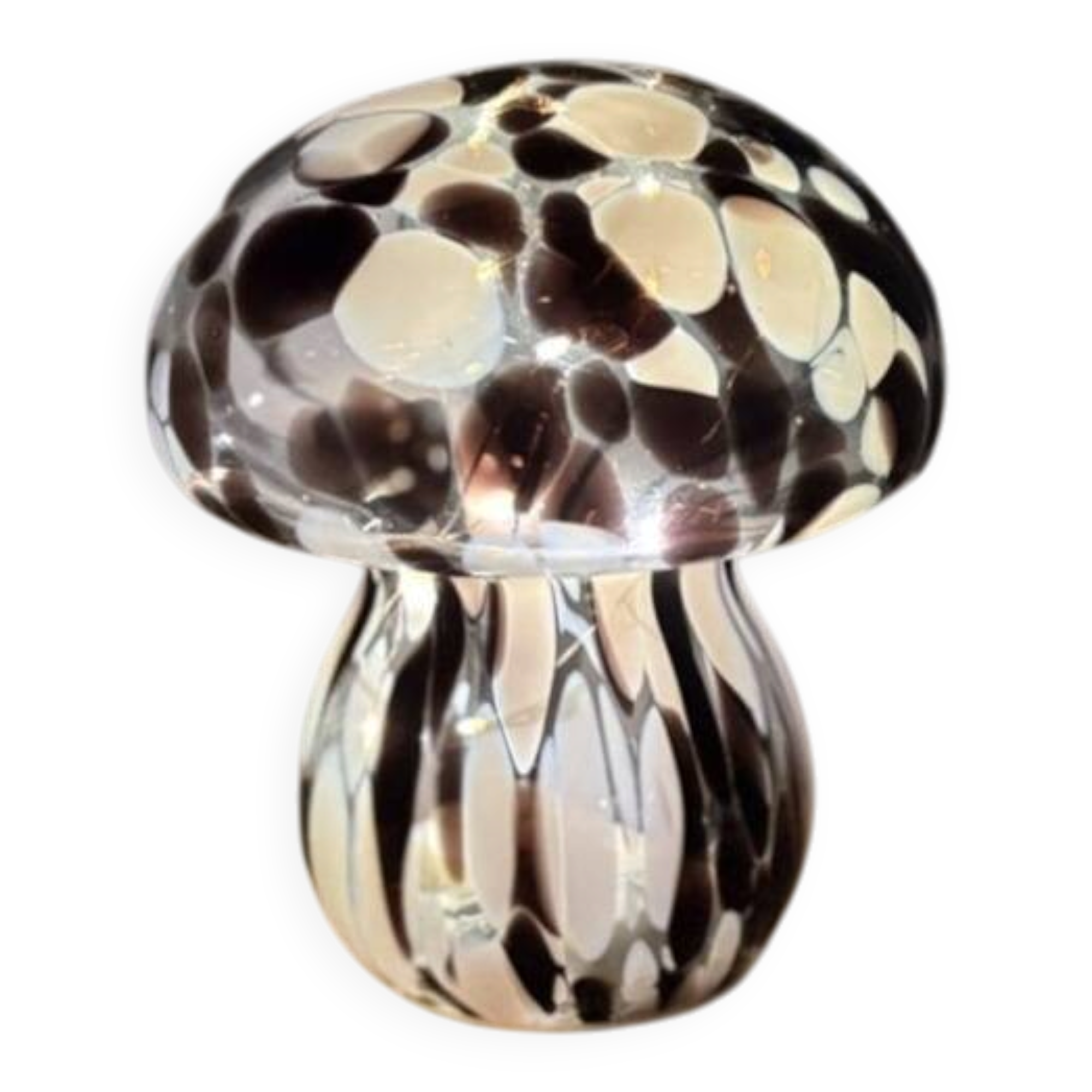 Mosaic black and white glass mushroom lamp