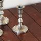 Set of 5 silver metal candle holders