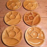 Set of 6 round plates with Gien France compartments