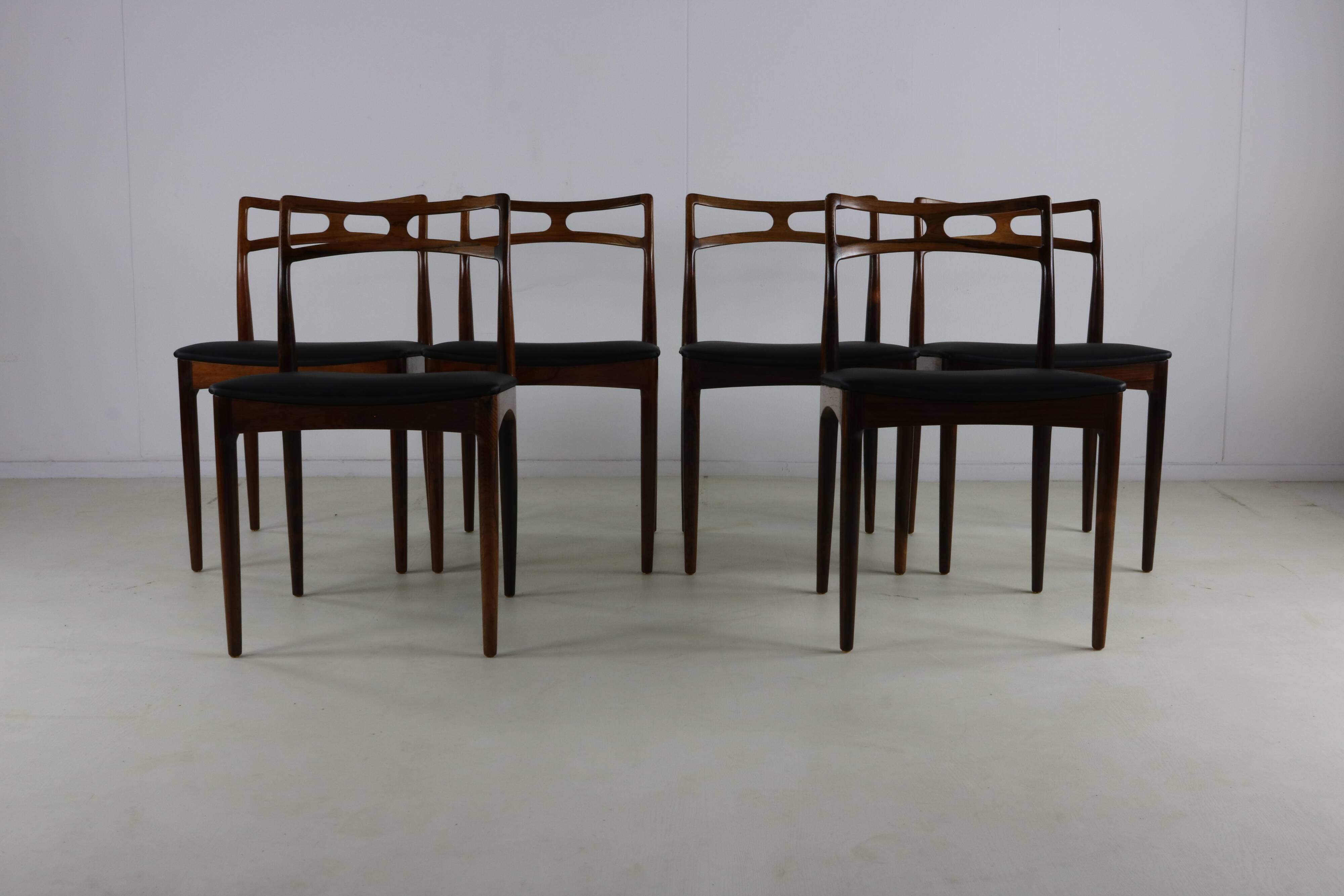 Sixties Danish design rosewood dining chairs by cabinetmaker Johannes Ander