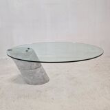 K1000 Glass & Carrara Marble Coffee Table Team Form AG, Ronald Schmitt, 1975