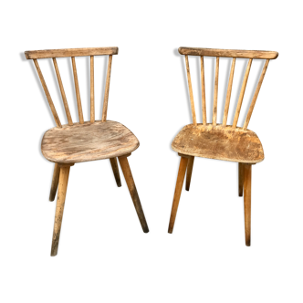 Paire de chaises bistrot et bohème hêtre