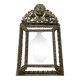 Miroir dorée à parcloses en laiton repoussé XIXème