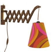Wall lamp/scissor lamp with new shade from repurposed 1960s printed fabric by Metsovaara . Sweden 19