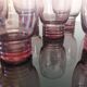 Set of 50s art deco purple/rosé blown glass glasses