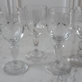 Set of 4 small shot glasses molded glass early twentieth century