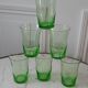 Lot de 6 verres à eau verts années 70