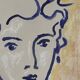Painting signed Chinese ink and pastel female portrait “study”