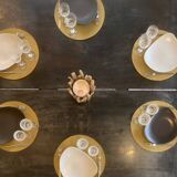 Brutalist design square table in steel