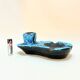 Candle holder ashtray blue fat lava glacier enamels cyclops ceramic pottery Annecy