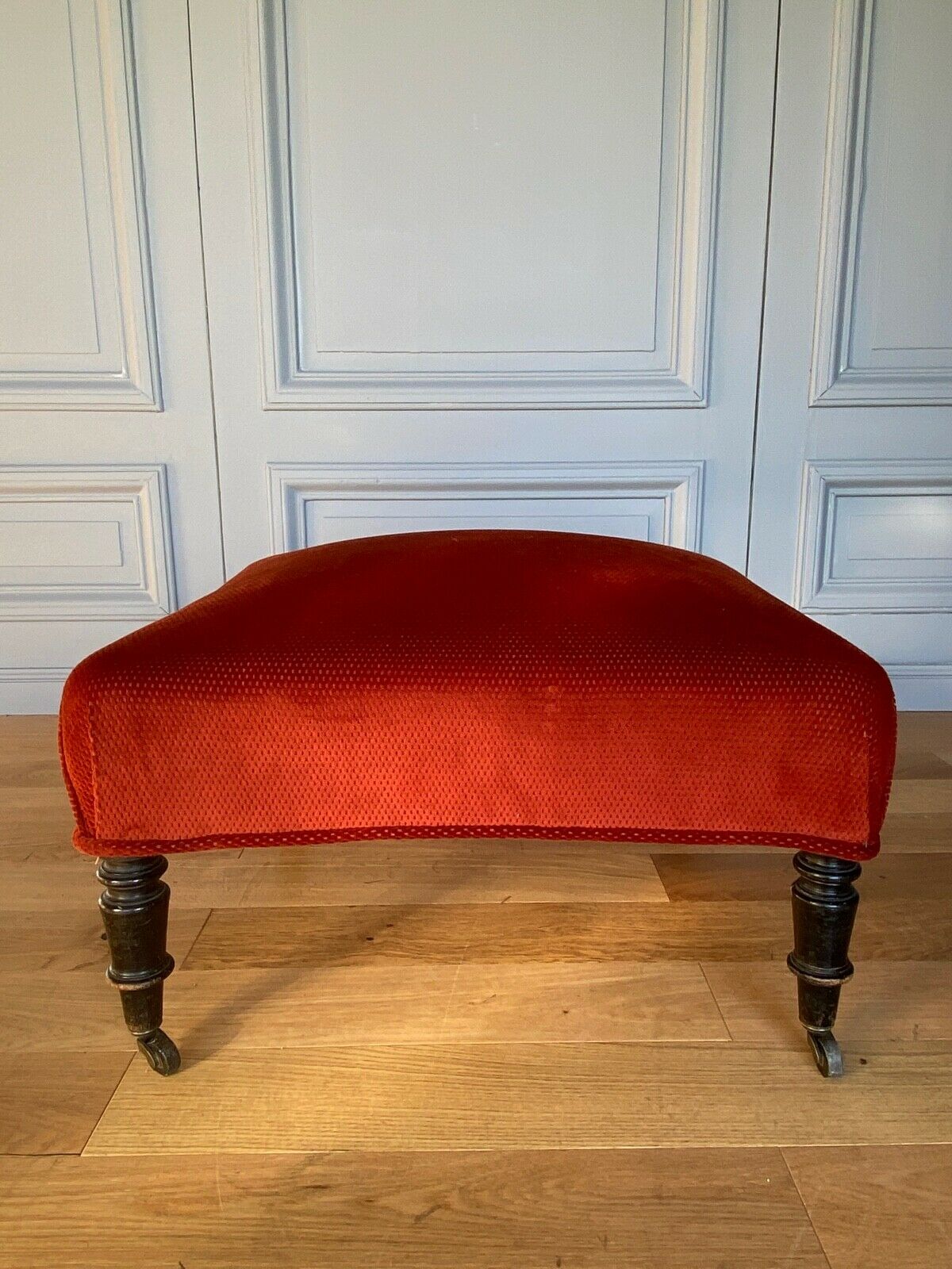Pouf fabric Napoleon III blackened wood red velvet xix eme