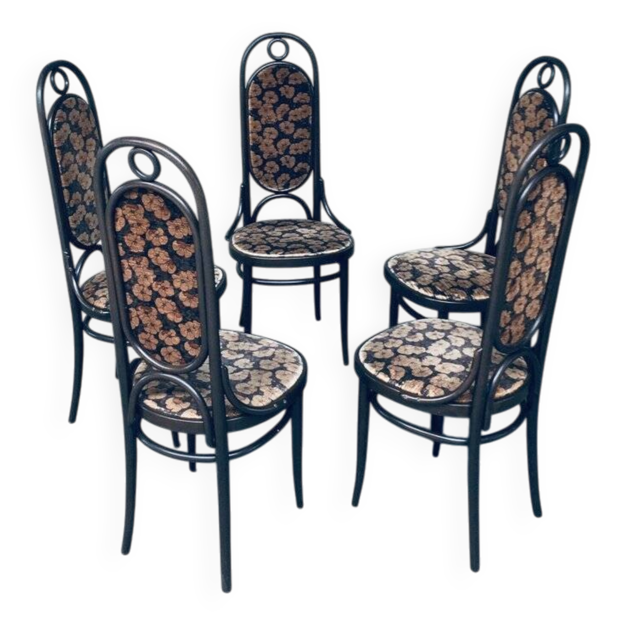 Model 207R Long John Dining Chairs from Thonet, 1979, Set of 5