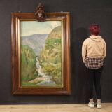 Painting Italian signed landscape from the 50s