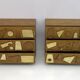 Brutalist Italian Ash Tree and Brass Chests of Drawers, Two