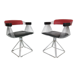 Rudi verelst set of 2 original "delta" wire armchairs, 1971