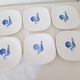 Set of 6 Longchamp dessert plates hand painted blue rooster