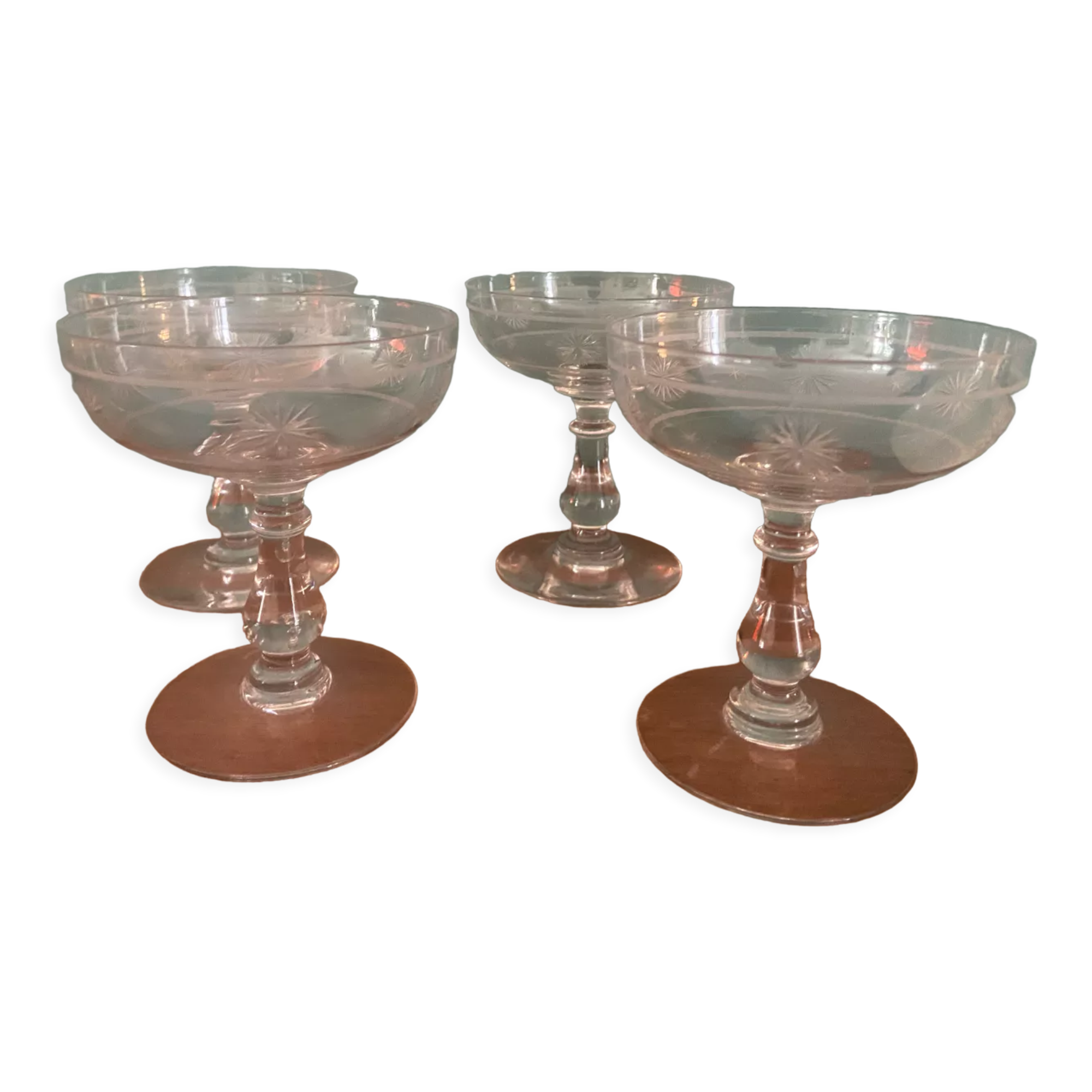 Série de 4 coupes à champagne en cristal