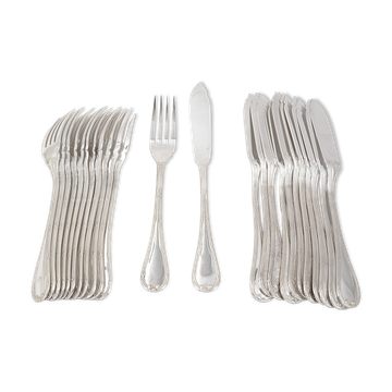Christofle Ruban 12 fish cutlery sets 24 pieces silver-plated excellent condition