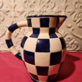 Ceramic jug with blue and white checkered pattern "Lustucru"