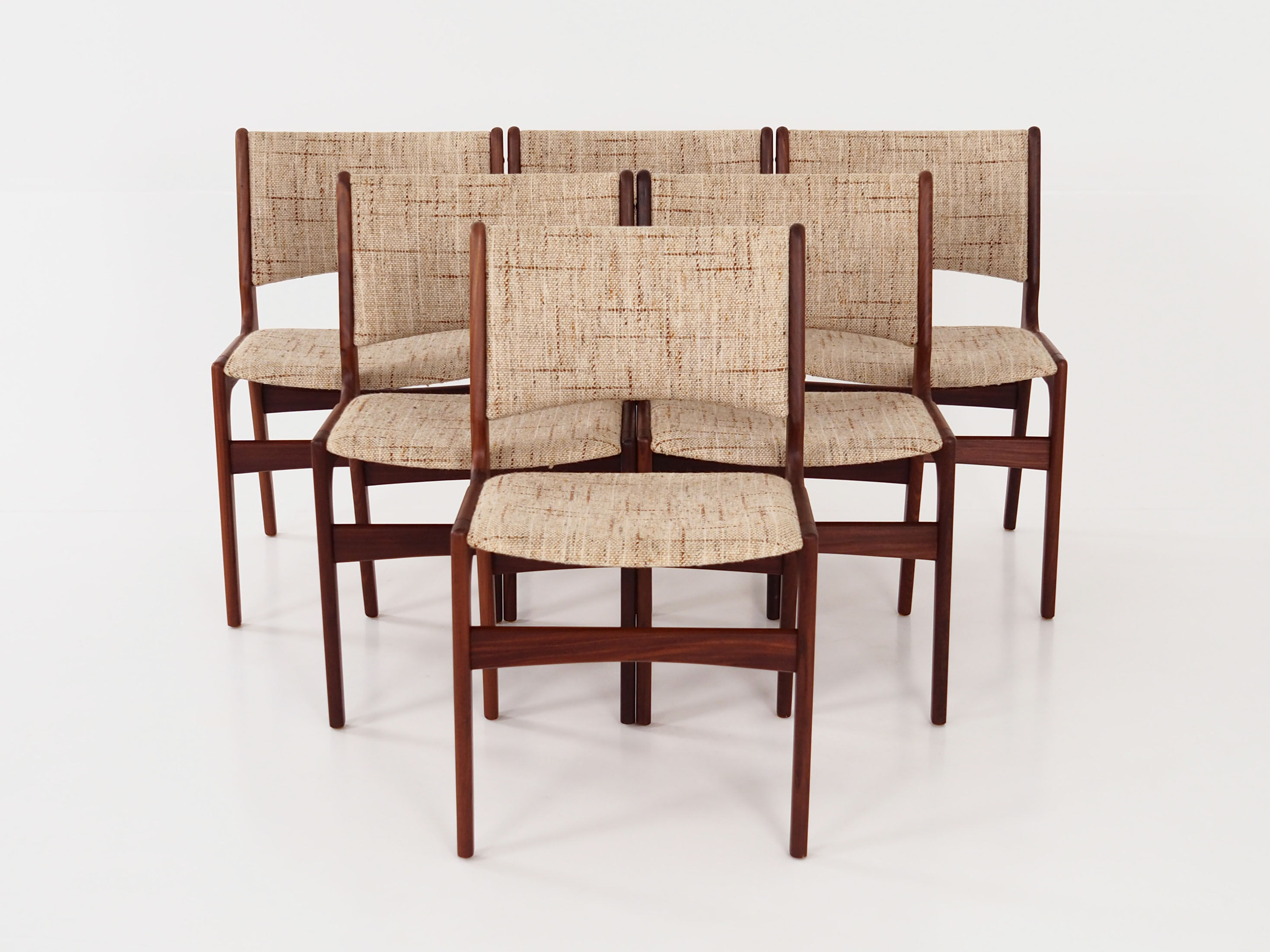 Six chairs by Henning Kjaernulf design, 70s design