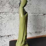 Ancient statue of Saint Thérèse of Lisieux – patinated olive green plaster