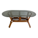 Rattan high table / smoked glass top
