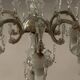 Plafonnier vintage à pampilles en verre transparent et métal doré patiné, années 1960