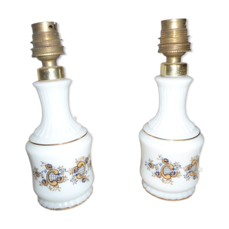 2 lampes de chevet opaline