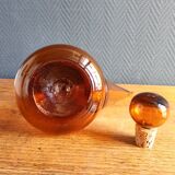 Vintage Amber Glass Wine Carafe - Artisan Decanter in Porron Style