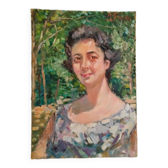 Peinture à l'huile sur toile portrait féminin de femme