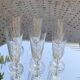 6 champagne flutes in glass and crystal, chiseled, vintage