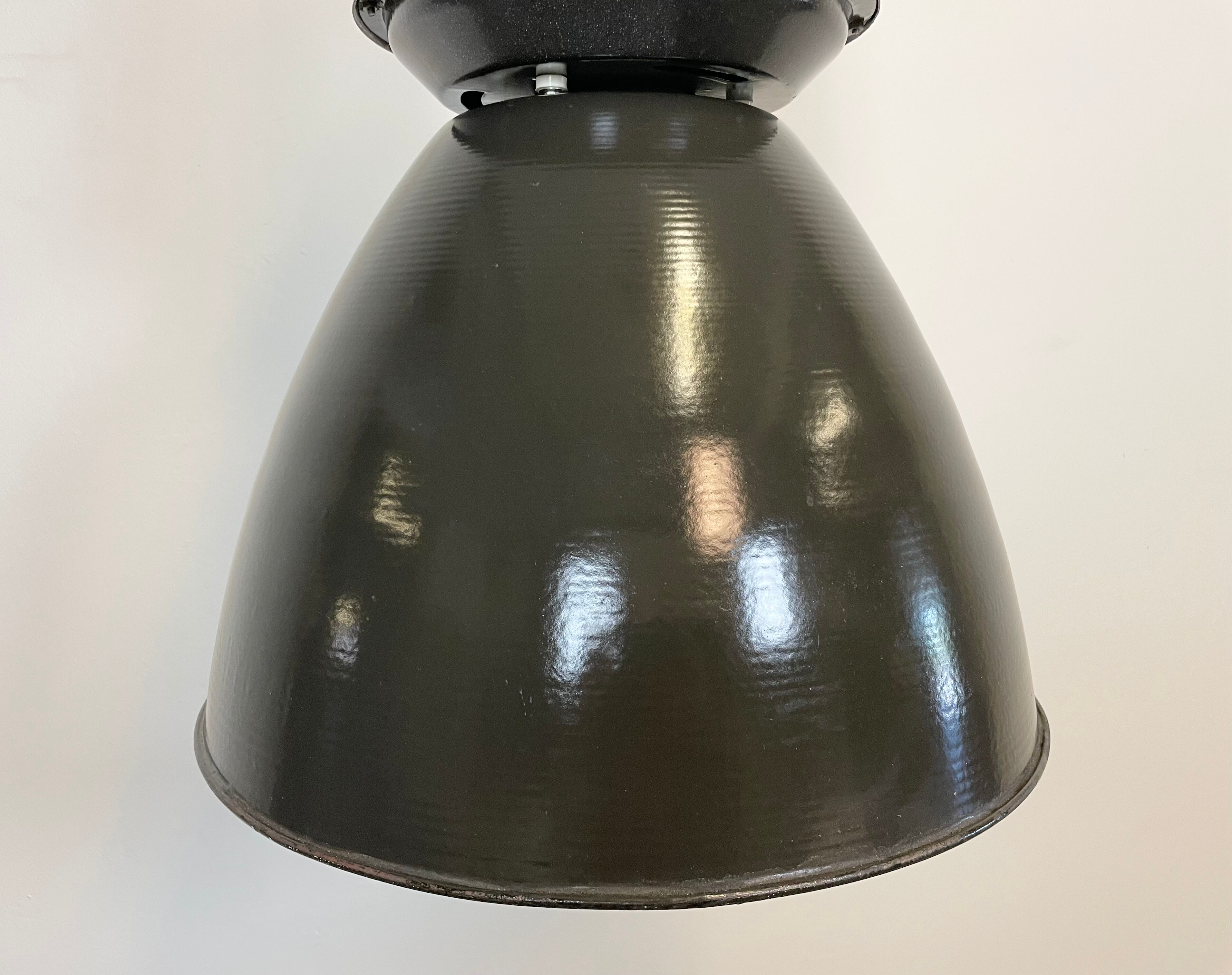 Black Enamel Industrial Lamp from Elektrosvit, 1960s