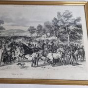 Original framed engraving of the nineteenth after Hippolyte Lalaisse, Cluny Stallion Fair