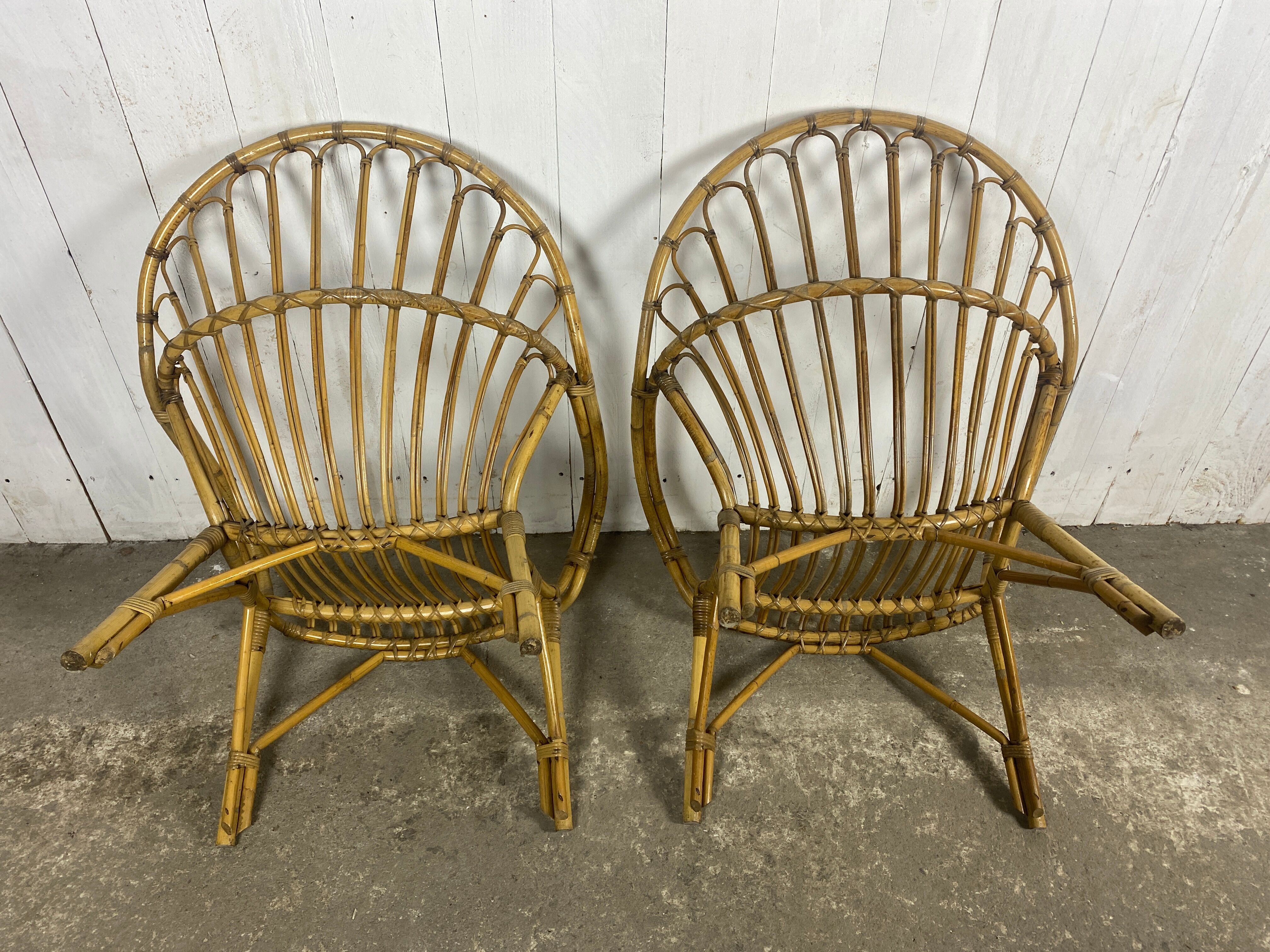 Paire de fauteuils rotin