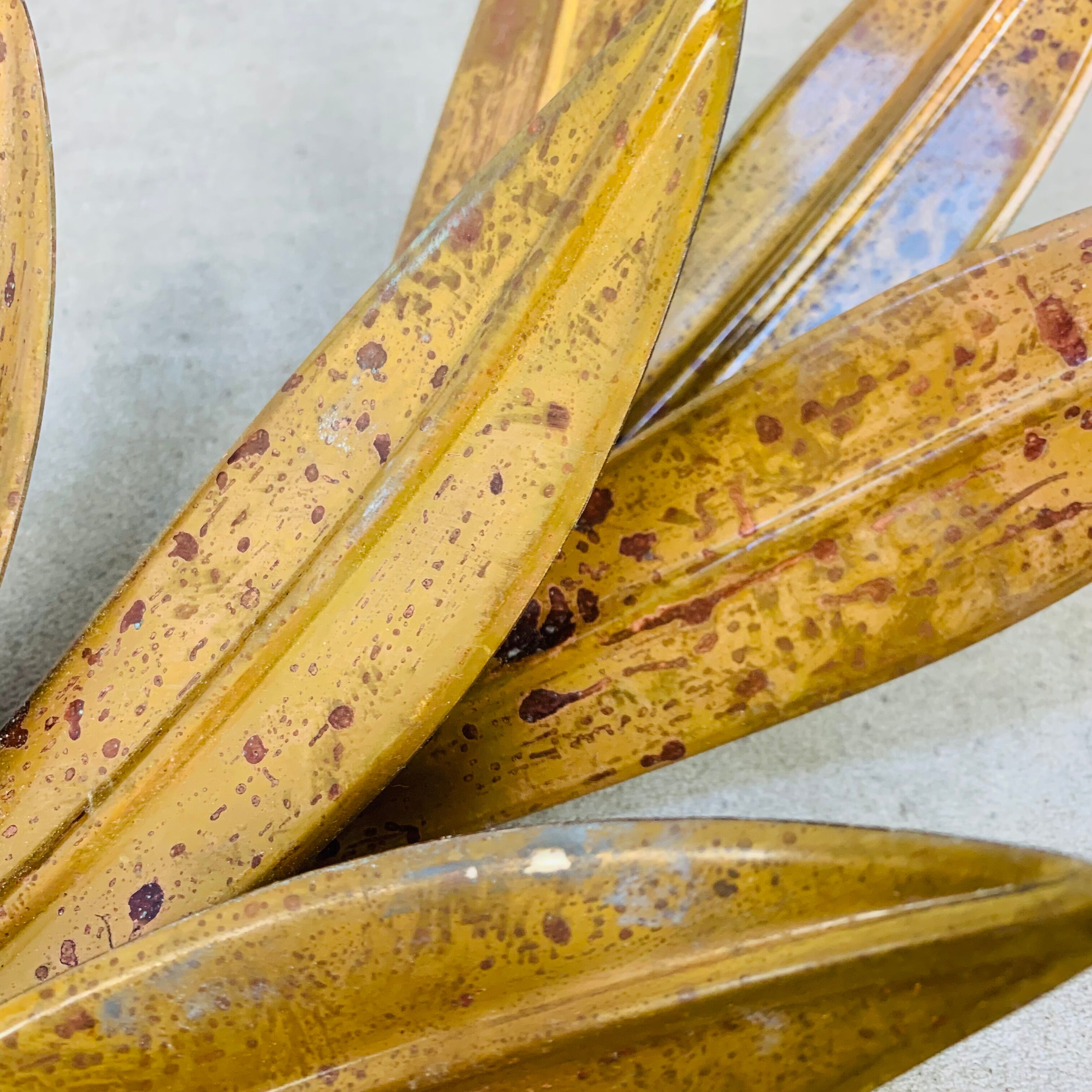 Pair of copper golden leaf sconces