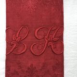 Old embroidered red table napkin L H