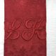 Old embroidered red table napkin L H