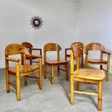 6 old Scandinavian chairs from the 70s solid wood design Reiner Daumiller in solid pine