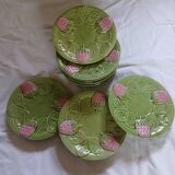 8 antique slip dessert plates