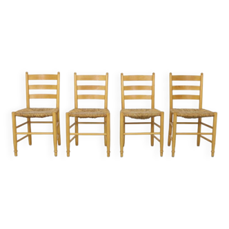 4x Dining Chair Brutalist in Cane, 1970s