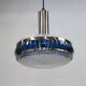 Vintage Chrome & Blue Pendant Lamp - 1970s Massive Belgium Lighting