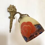 Antique bronze and glass paste wall light
