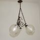 French Vintage 3 Light Bronze Effect Chandelier - Opaque Glass Ball Shades