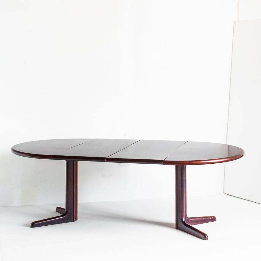 Scandinavian dining table with two extensions.Gudme Mobelfabrik. Rosewood. Denmark, 1960s