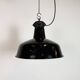 Industrial Black Enamel Factory Lamp with Cast Iron Top, 1950s