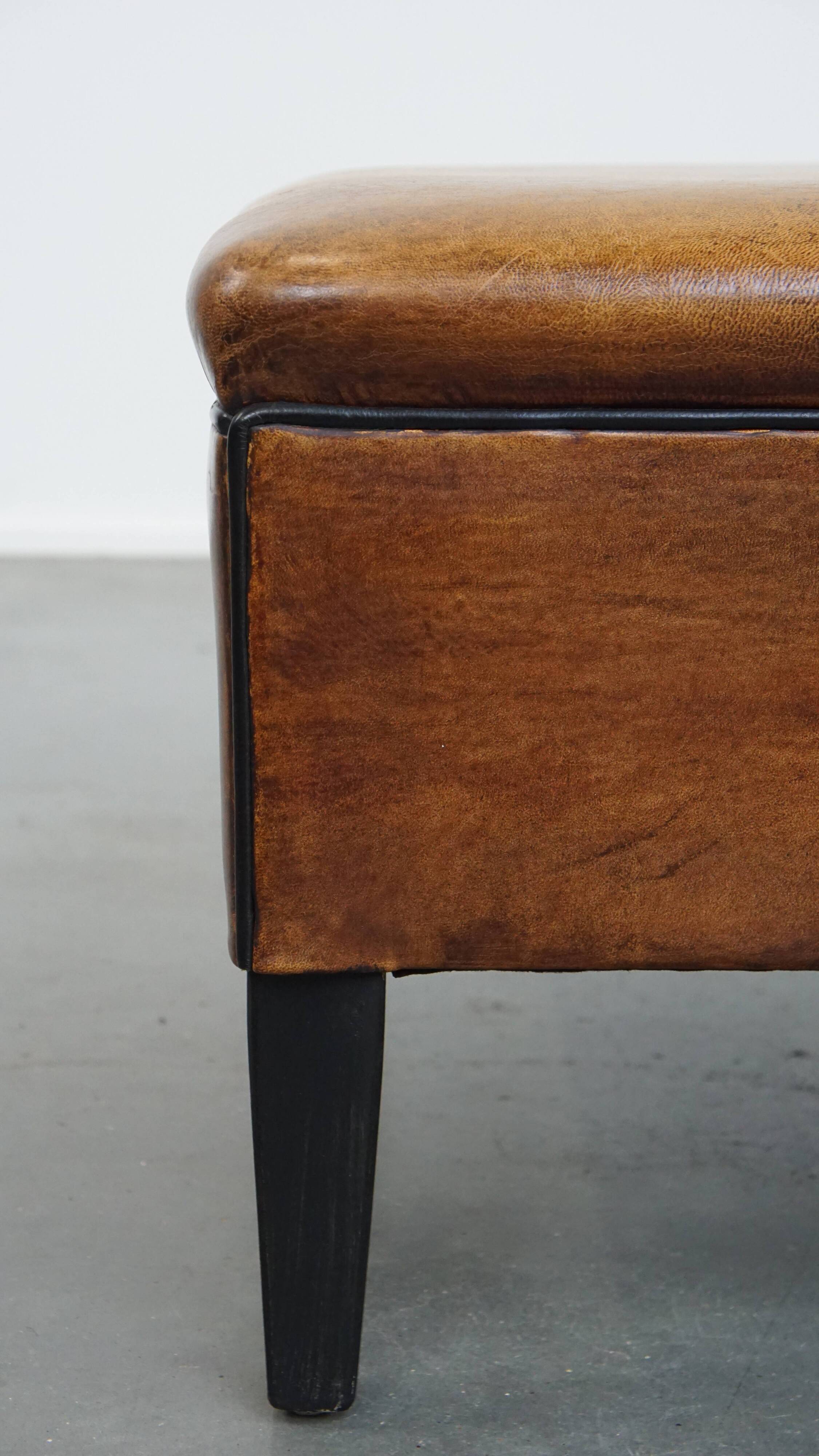 Square Sheepskin Leather Ottoman