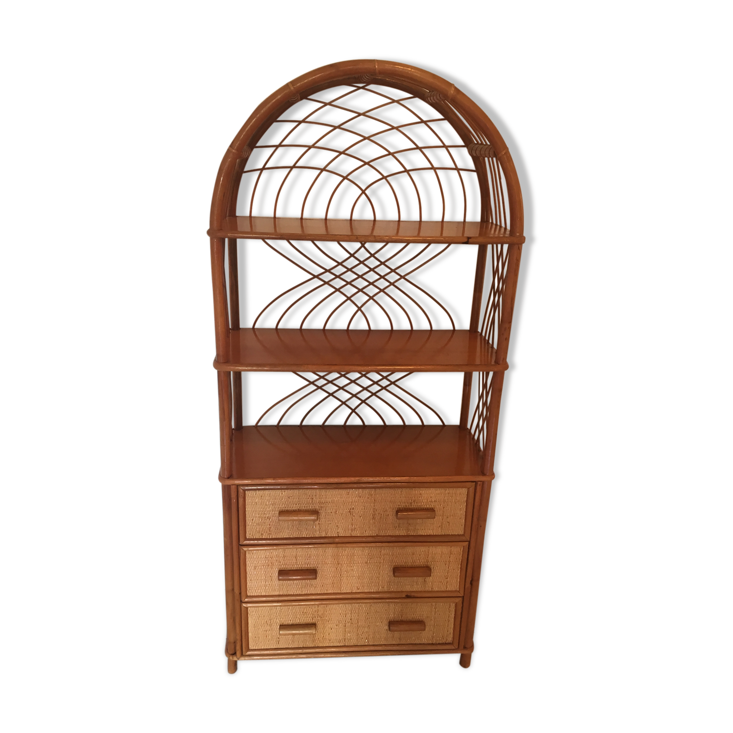 Vintage rattan shelves