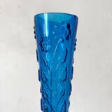 Vase soliflore ancien en verre bleu cobalt