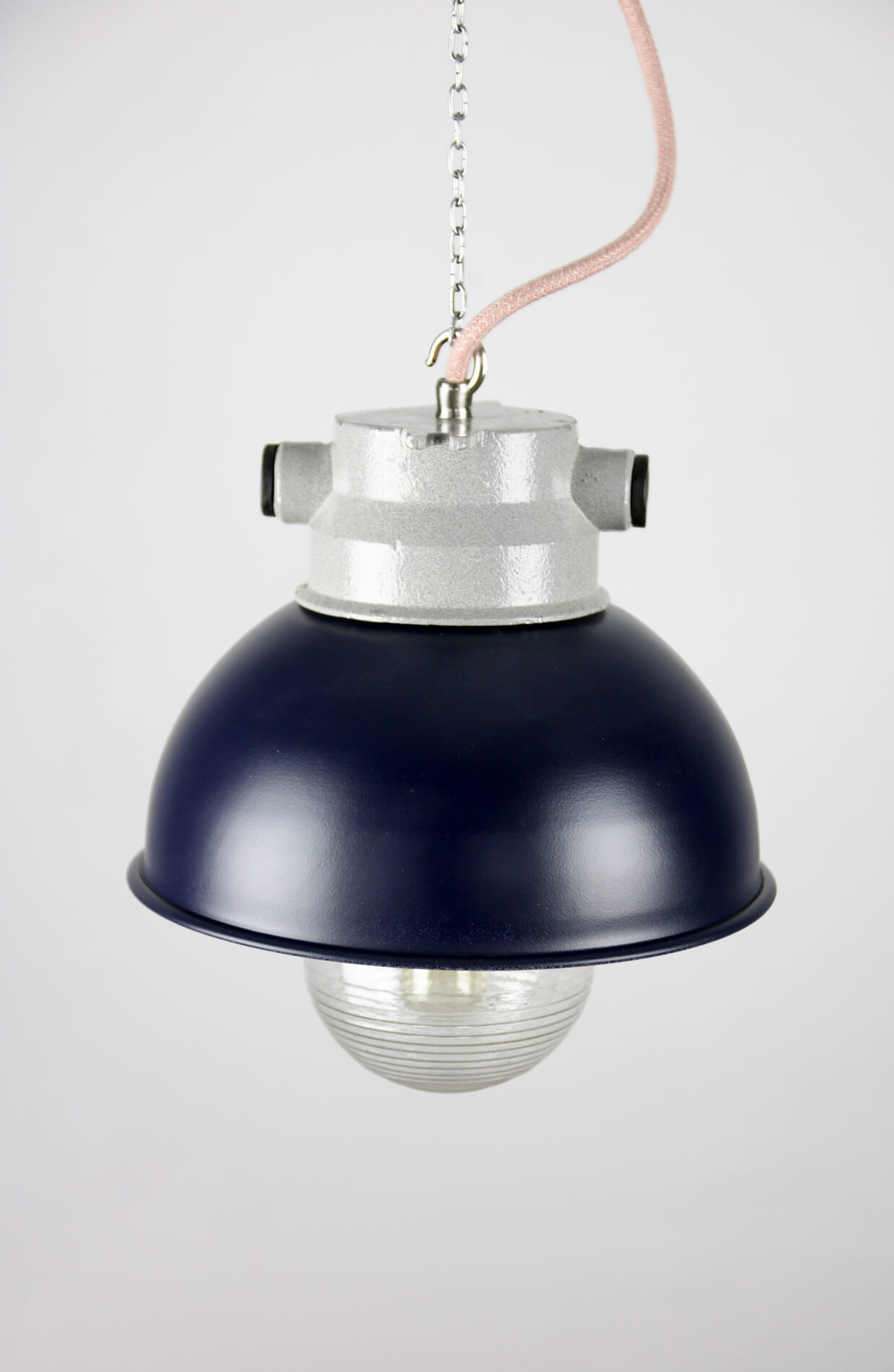 Dark purple industrial hanging light from TEP